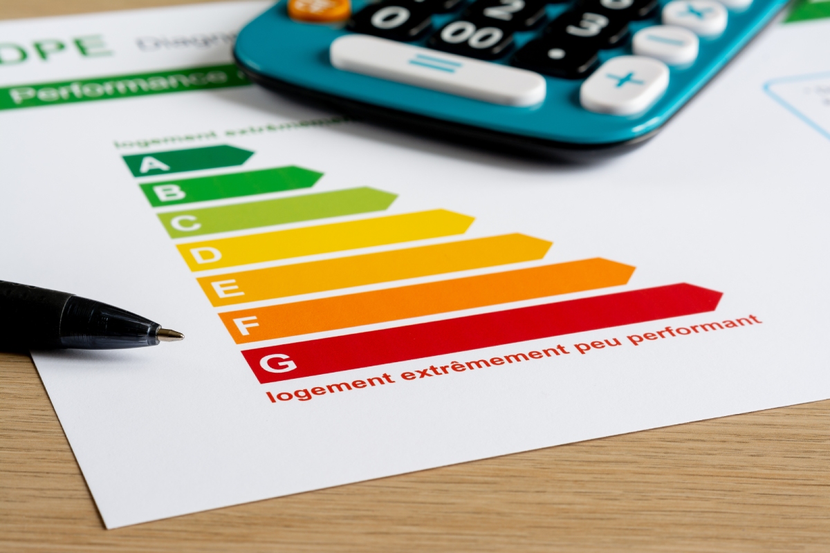 Document DPE avec échelle énergétique colorée de A à G